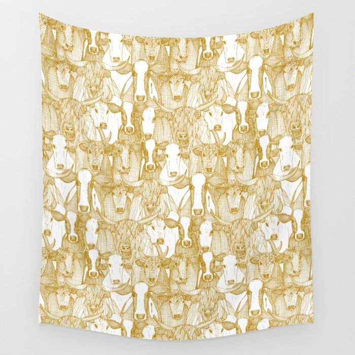 just cattle gold white Wall Tapestry