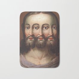 Three Faced Jesus The Holy Trinity Bath Mat | Trippy, Holy, Antique, Kitsch, Three, Christian, Illusion, Art, Face, Weird 