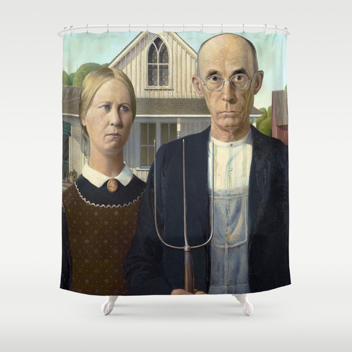 American Gothic Painting Shower Curtain