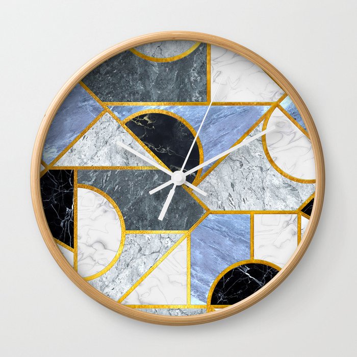 Geometric Marble Mosaic 01 Wall Clock