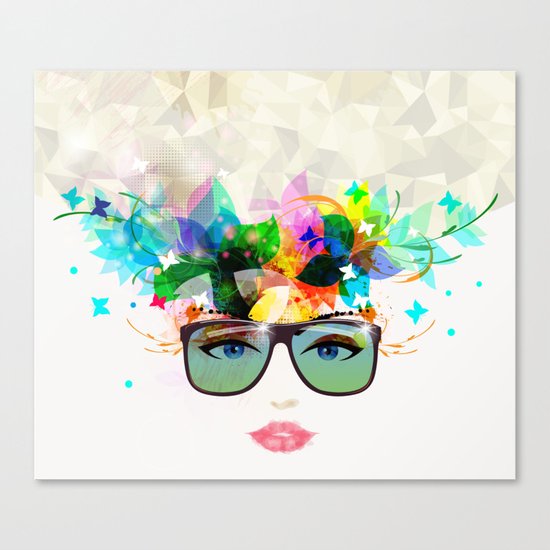Woman face with sunglasses Canvas Print