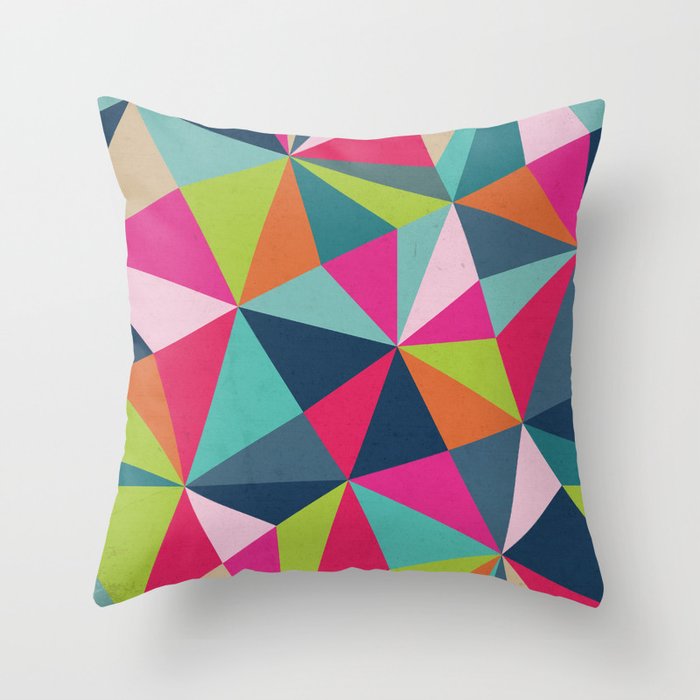 Geometric Triangle Pattern  - Spring Color Palette - Throw Pillow