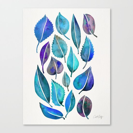Cascading Leaves – Blue Palette Canvas Print
