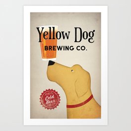 Yellow Lab Labrador Dog Beer Art Print