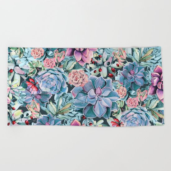Succulents - For the Memory of a Never-ending Love Beach Towel