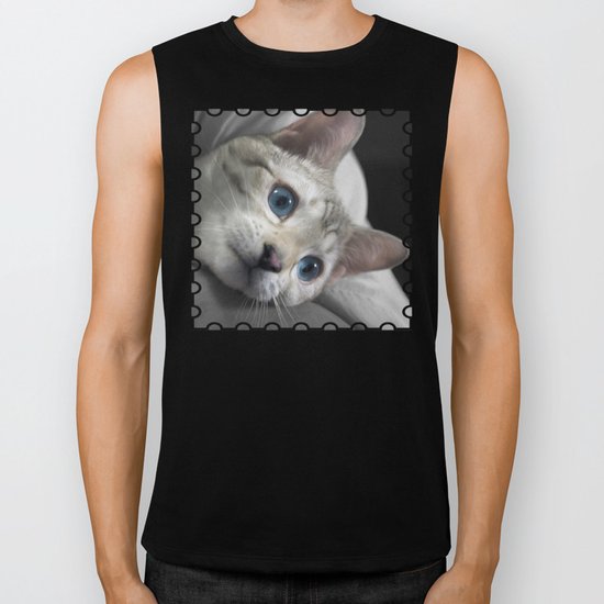 The Blue Ice in the Snow Bengal Cat's Eyes Biker Tank