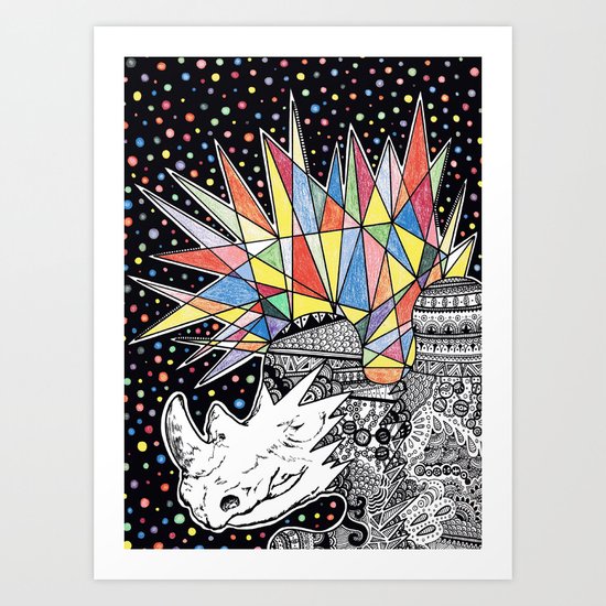 Rhino Party Art Print