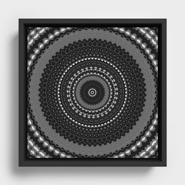 Black White Grey Mandala Framed Canvas
