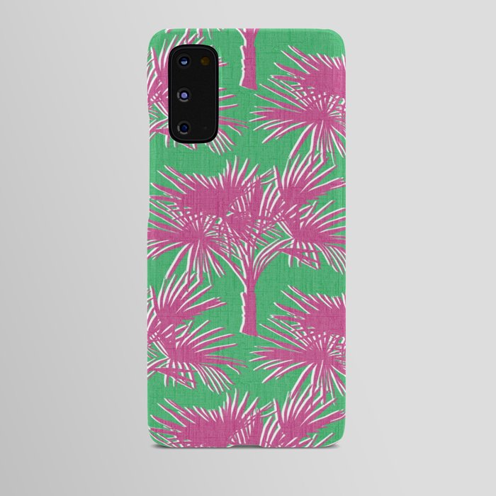 Retro Palm Trees Hot Pink and Kelly Green Android Case