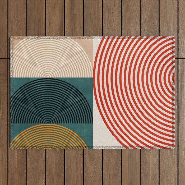 Geometric lines & shapes II circles Outdoor Rug