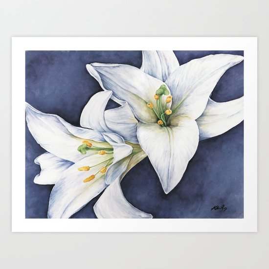 White Lilies Art Print