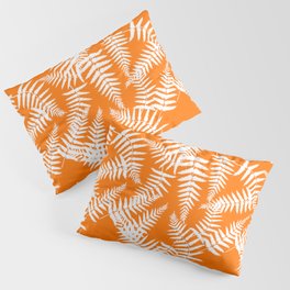 Orange And White Fern Leaf Pattern Pillow Sham