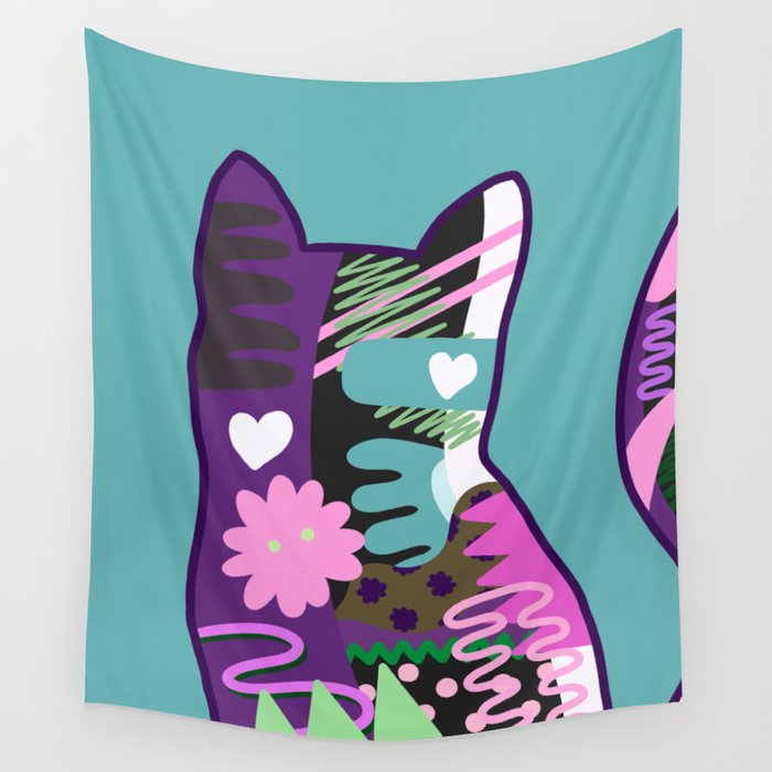 Abstract cat meow 3 Wall Tapestry