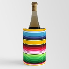 Yellow Blue Red Green Mexican Serape Blanket Stripes Wine Chiller