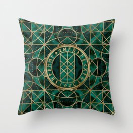 Web of Wyrd The Matrix of Fate - Gold and Malachite Throw Pillow