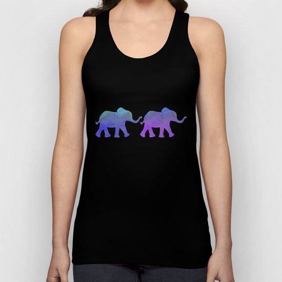 Follow The Leader - Painted Elephants in Royal Blue, Purple, & Mint Unisex Tank Top