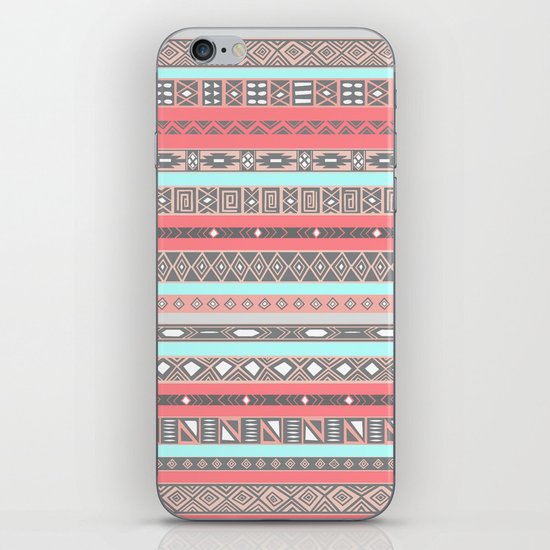 Peach Rose Baby Blue Aztec Tribal Native Pattern iPhone & iPod Skin
