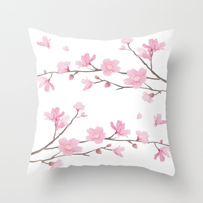 Square Cherry Blossom Transparent Background Throw Pillow By Designenrich Society6