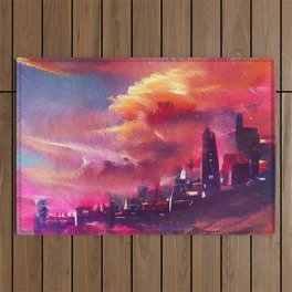 Sunset over the City in the Clouds Outdoor Rug
