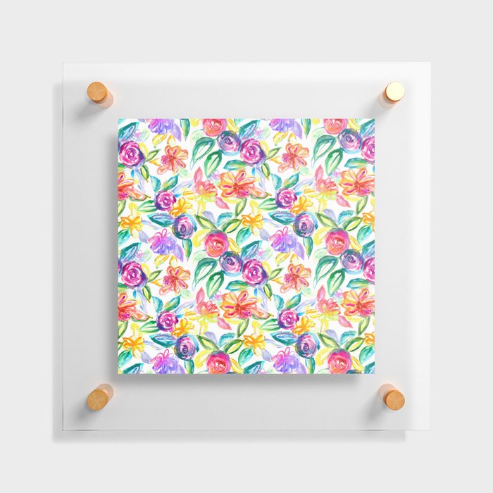 Chromatic Watercolor Blooms Floating Acrylic Print