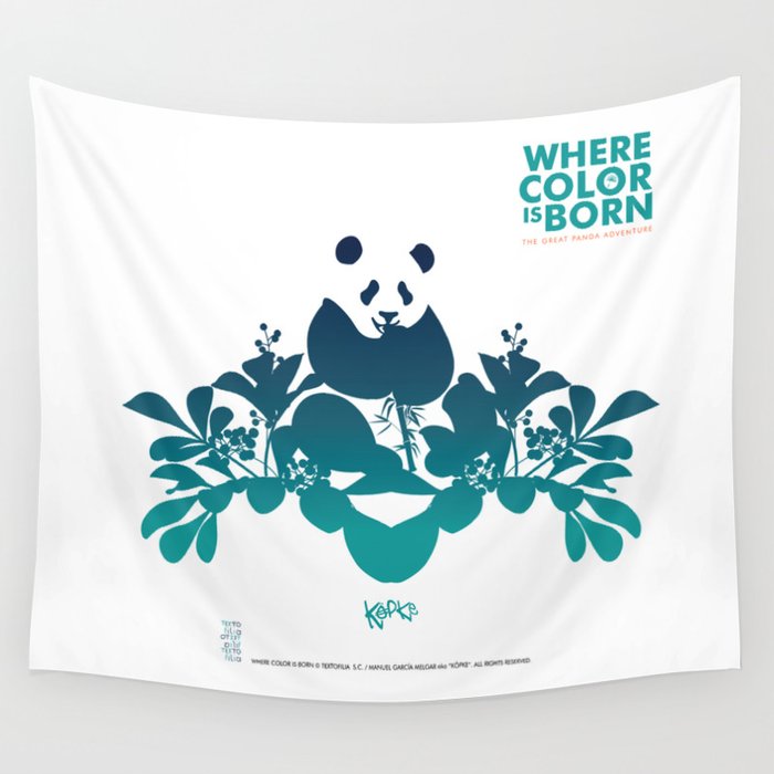 Köpke's "Where Color is Born - The Great Panda Adventure" Wall Tapestry