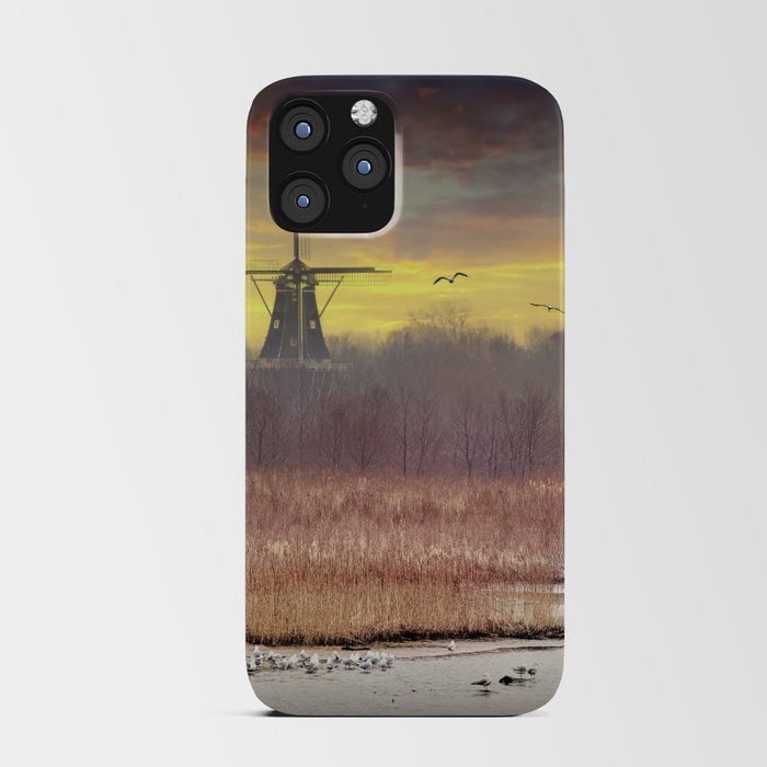 De Zwaan Dutch Windmill Landscape in an Early Morning Sunrise on Windmill Island in Holland Michigan iPhone Card Case