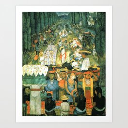 Diego Rivera Friday of Sorrows on the Canal Santa Anita, Mexico with Calla lilies landscape painting Art Print