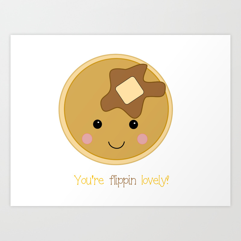 kawaii pancake, cute pancake, happy pancake Art Print by Sewkidding |  Society6