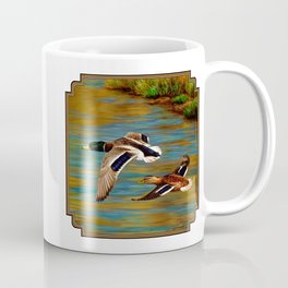 Mallard Ducks in Flight Coffee Mug