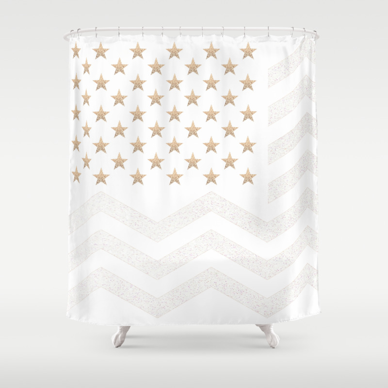 Gold Stars Stripes Shower Curtain By Monikastrigel Society6