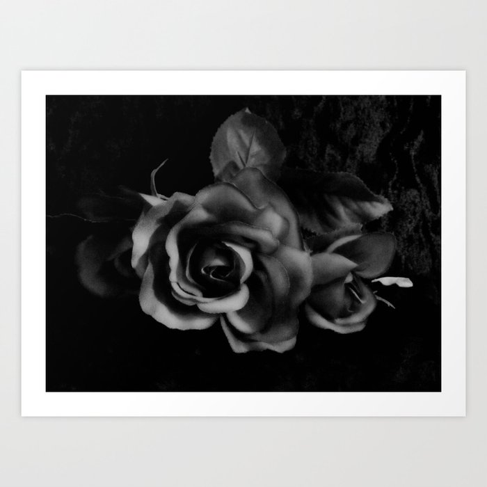 Black Rose on Black Floral Decor A221 Art Print by Rusted Crow and Oak