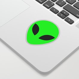 Black and Green Alien Head Shape Sticker