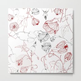 Abutilon Flowers Metal Print | Flowers, Floralpattern, Abutilon, Ink Pen, Pattern, Drawing, Sketchedflowers, Botanic, Gloral 