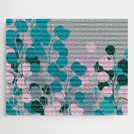 Turquoise and Pink Botanical Jigsaw Puzzle