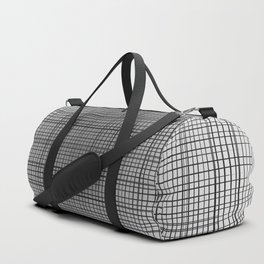 Sloane Grid Sun - gray grid art, grid pillow, home decor, painterly, sunshine, boho art, bohemian Duffle Bag