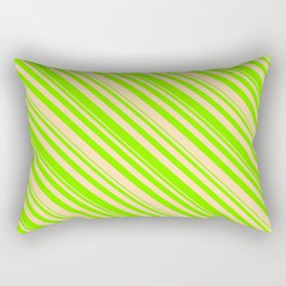 [ Thumbnail: Chartreuse and Tan Colored Lined Pattern Rectangular Pillow ]