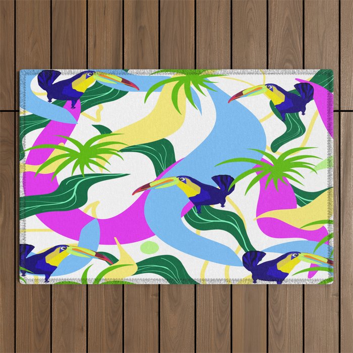 Tropical toucan bird pattern home decor Outdoor Rug