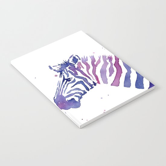 Zebra Watercolor Purple Stripes Animal Notebook