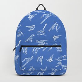 Small Passerine Birds Pattern on Blue Backpack