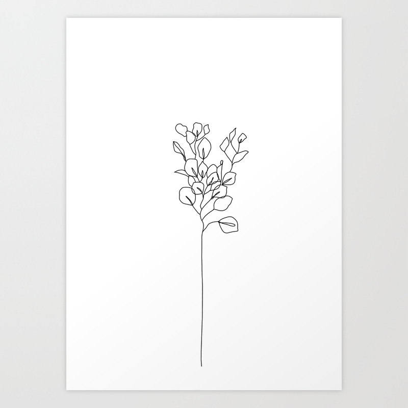 Botanical Floral Illustration Line Drawing Eucalyptus Art Print By Thecolourstudy Society6