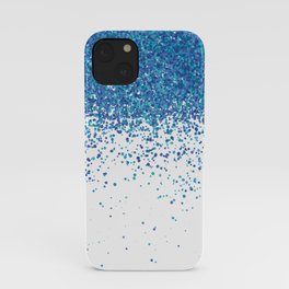 Rain of blue green aquamarine dots points - abstract minimal modern pointillism art iPhone Case