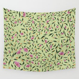 Pink and Orange Florals Wall Tapestry