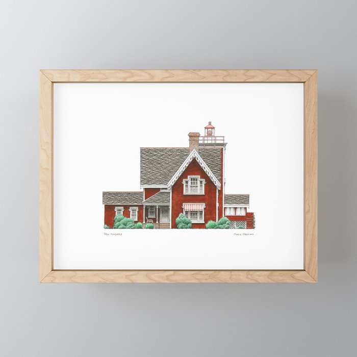 Rhode Island Lighthouse in Color Framed Mini Art Print
