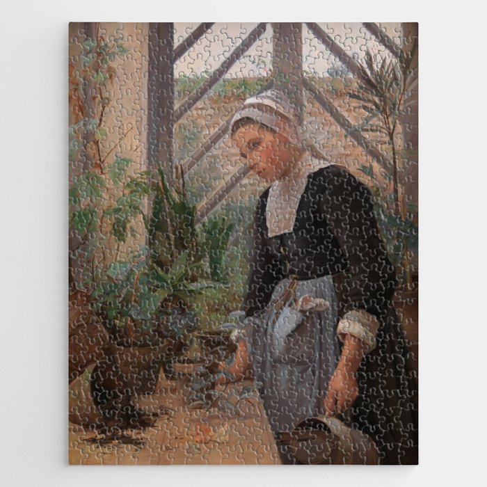  Breton Girl Looking After Plants In The Hothouse Anna Petersen (Danish, 1845 - 1910) Jigsaw Puzzle