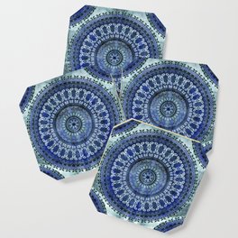 Vintage Blue Wash Mandala Coaster