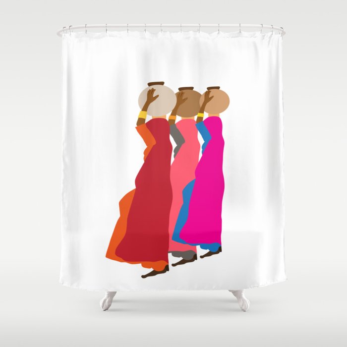 Three women carrying water 1 Shower Curtain