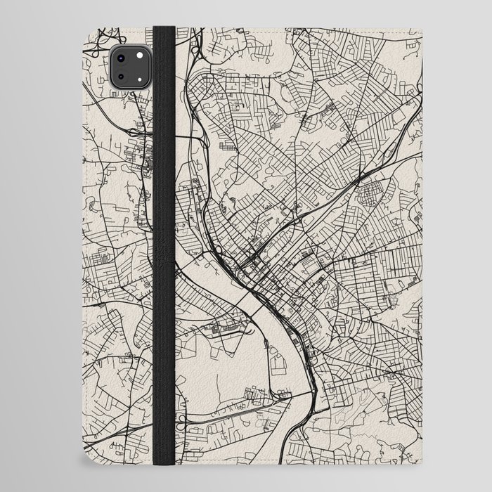Springfield, Massachusetts - City Map - USA - Black and White Aesthetic iPad Folio Case
