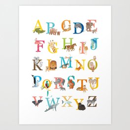 Alphabet Animals for kids Art Print