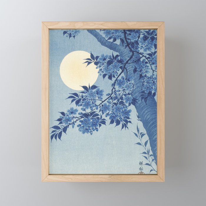 Blossoming Cherry on a Moonlit Night Framed Mini Art Print