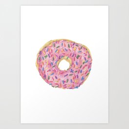 Strawberry Frosted Sprinkle Doughnut Art Print